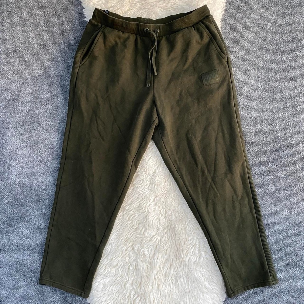 PUMA OLIVE GREEN JOGGERS SWEATPANTS ACTIVEWEAR GYM WORKOUT BASIC CASUAL
